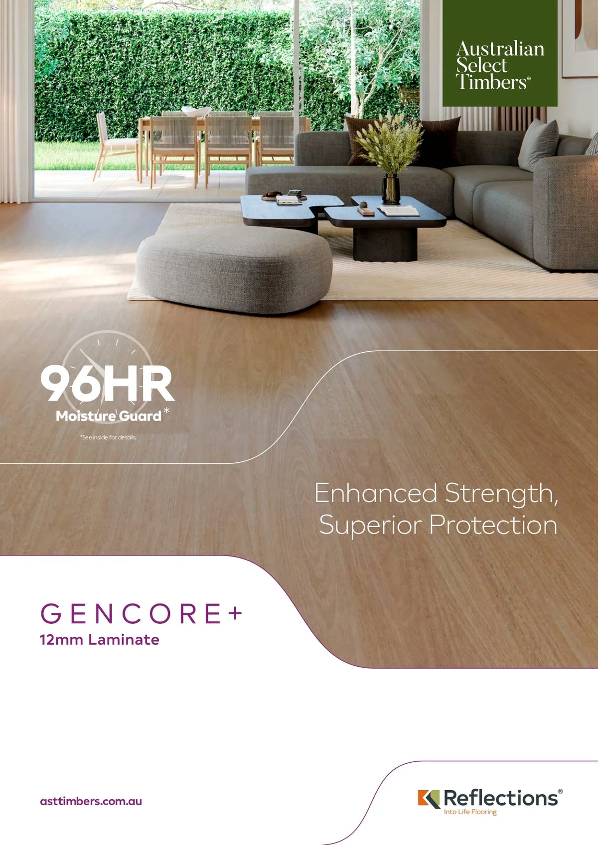 Australian Select Timbers Reflections GenCore+ Laminate Flooring 12mm Brochure Cover
