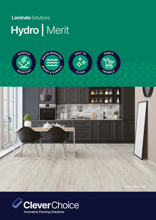 Clever Choice Hydro Merit AC4 Laminate Flooring 12mm Brochure Cover