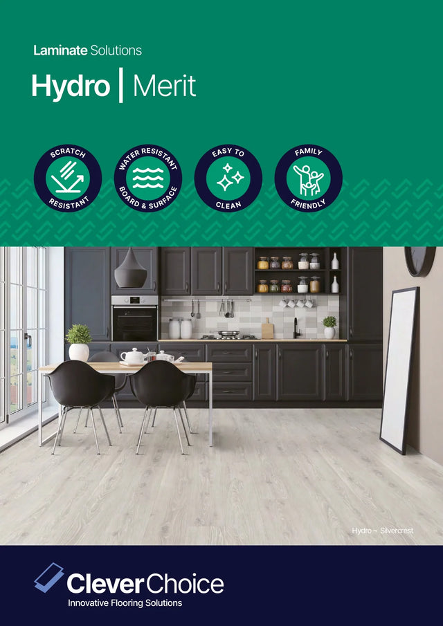 Clever Choice Hydro Merit AC4 Laminate Flooring 12mm Brochure Cover
