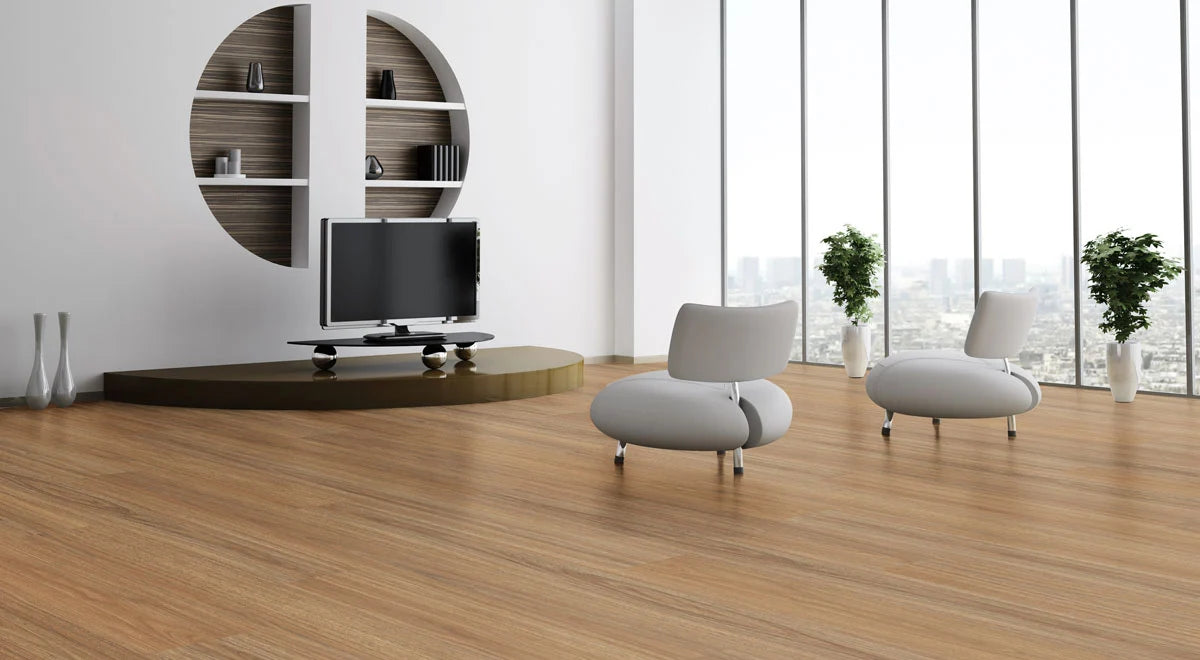 Clever Choice Scenic Hybrid Flooring 10mm Mosswood Spotted Gum Setting
