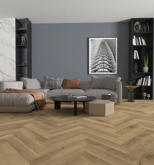 Elsa Herringbone Luxury Vinyl Plank Flooring 2.5mm Natural Oak Setting
