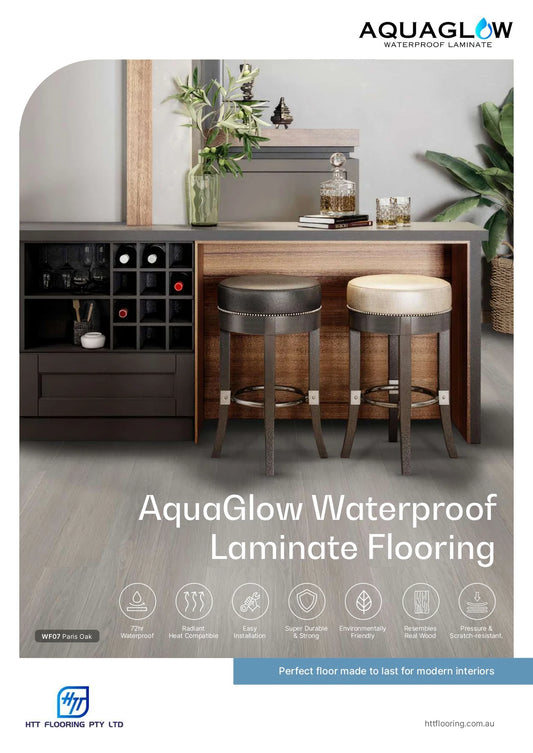 HTT AquaGlow AC5 Laminate Flooring 12mm Brochure Cover