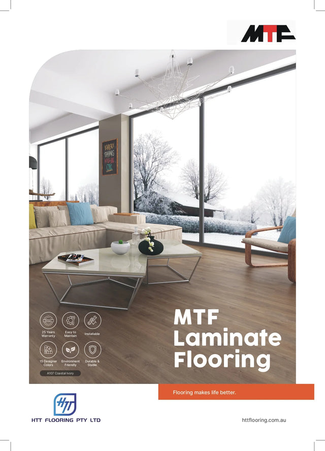 HTT MTF AC4 Laminate Flooring 12mm Brochure Cover