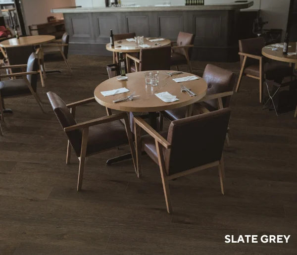 Hurford Genuine Oak Prime Grade Engineered Timber Flooring 15/4mm Slate Grey Setting