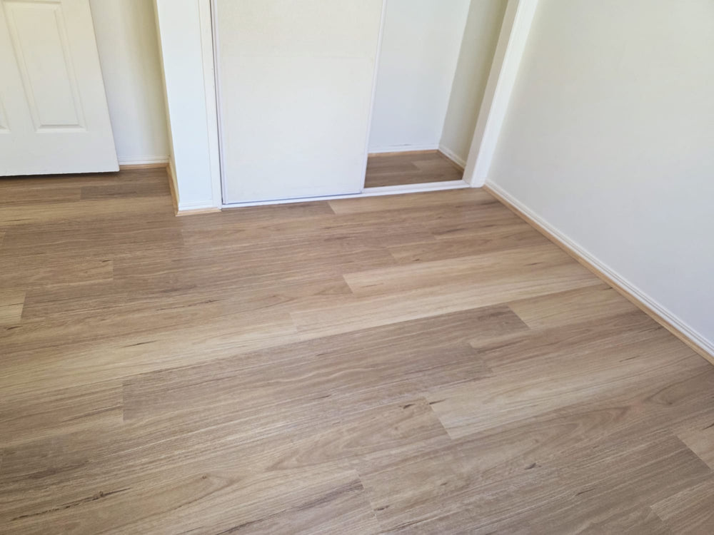 Hybrid flooring installation in a real Brisbane home