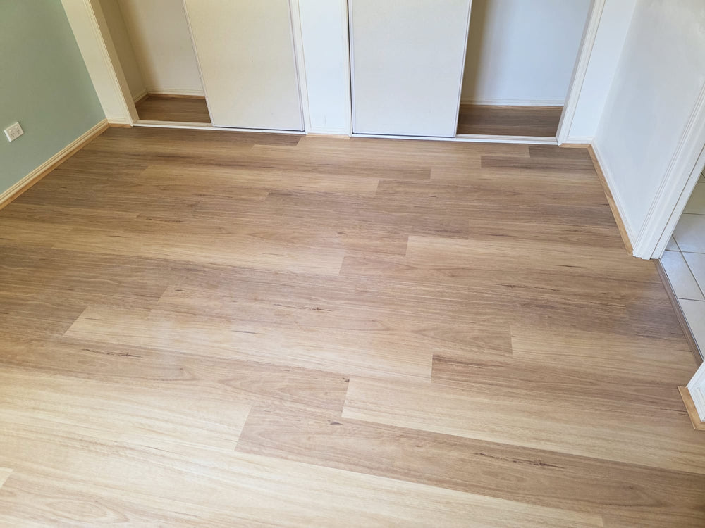Hybrid flooring installation in a real Brisbane home