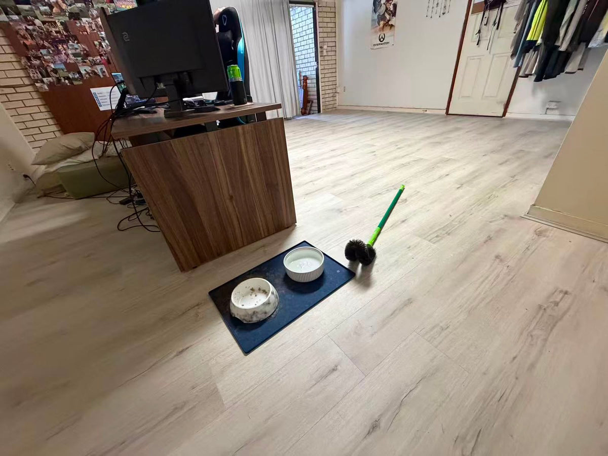 Completed laminate flooring installation in a Redland home office