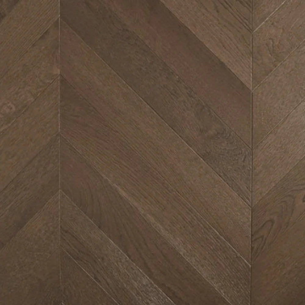 Preference De Marque Oak Chevron Engineered Timber Flooring 15/4mm 120mm Dark Brown Swatch