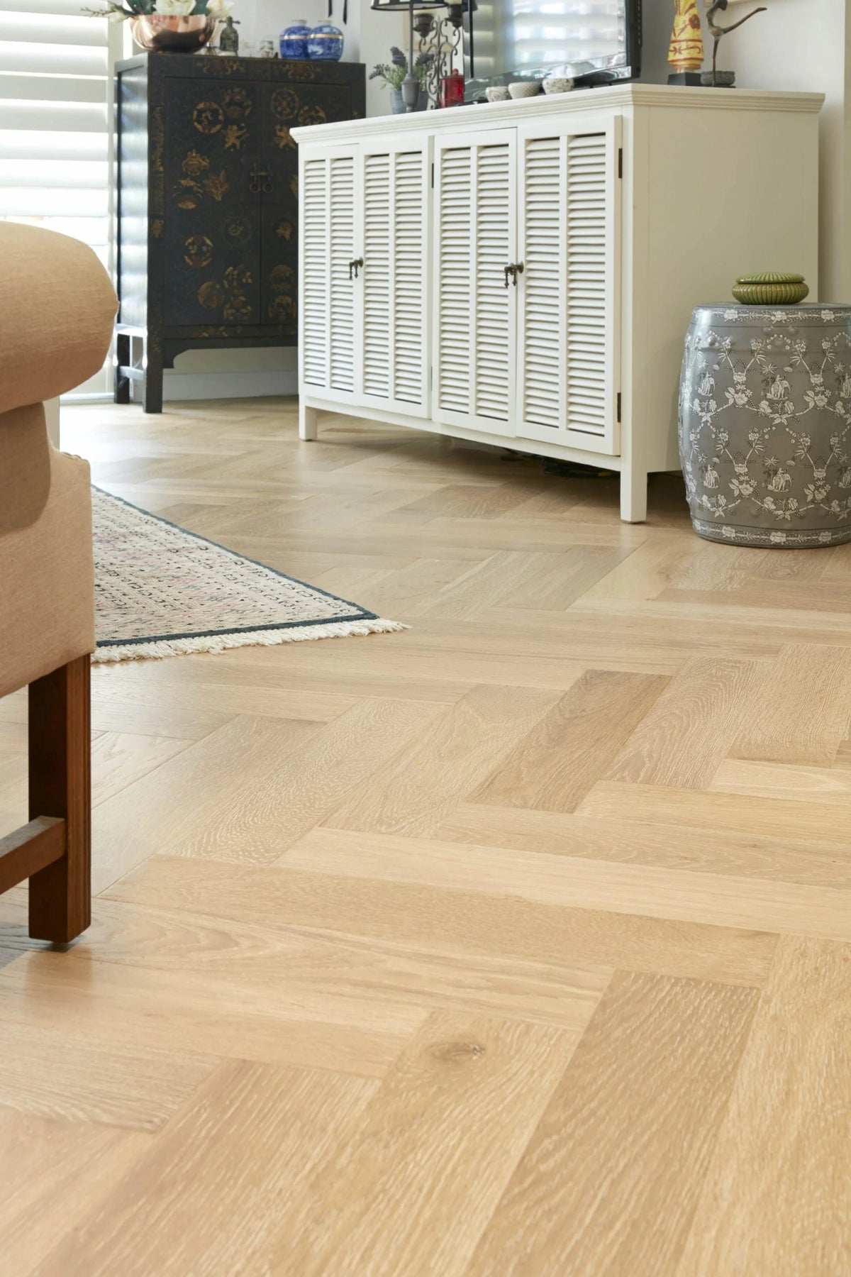 Preference De Marque Oak Herringbone Engineered Timber Flooring 15/4mm 120mm Riesling Setting