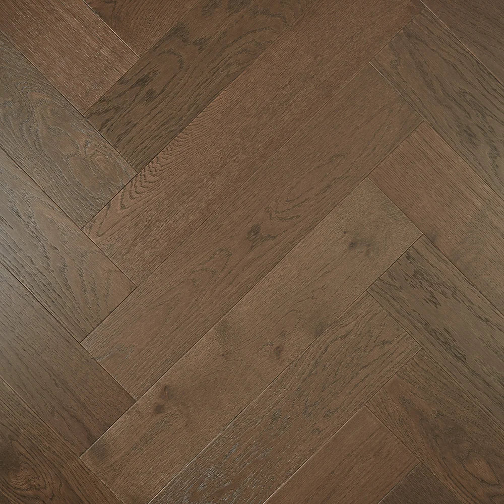 Preference De Marque Oak Herringbone Engineered Timber Flooring 21/6mm 120mm Dark Brown Swatch