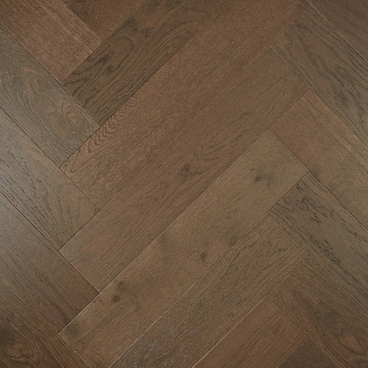 Preference De Marque Oak Herringbone Engineered Timber Flooring 21/6mm 120mm Dark Brown Swatch