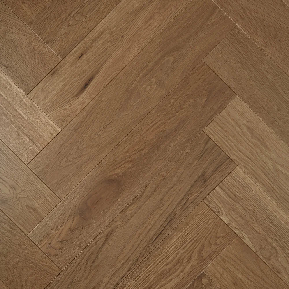 Preference De Marque Oak Herringbone Engineered Timber Flooring 21/6mm 120mm Latte Swatch