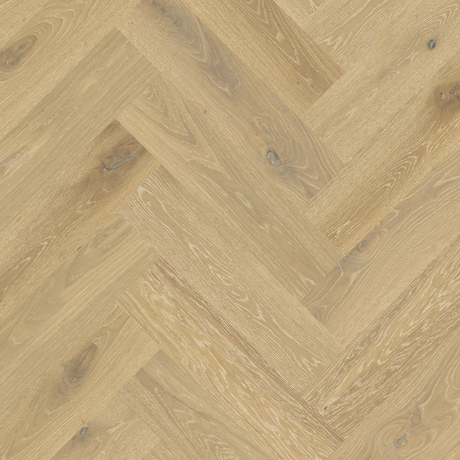 Premium Floors Nature’s Oak Herringbone Engineered Timber Flooring 14mm Blanc Swatch