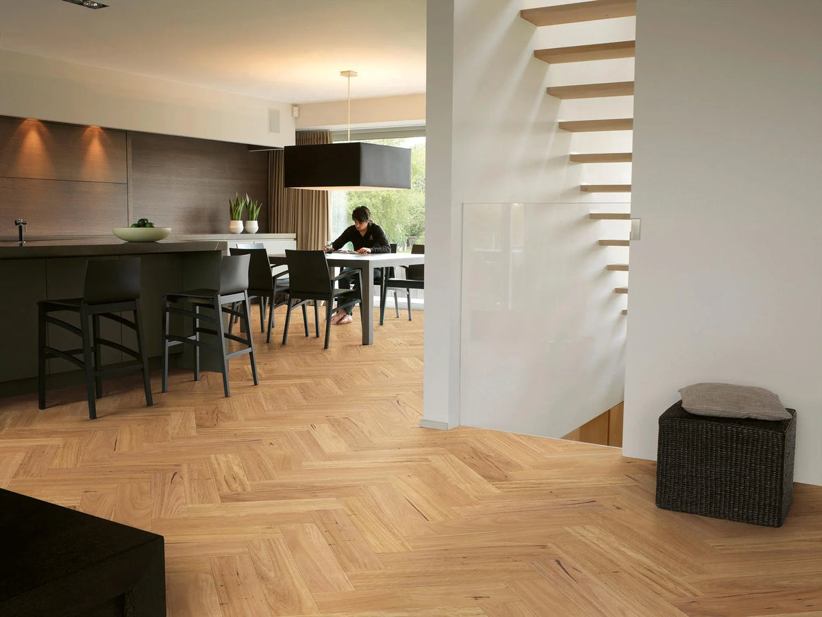 Premium Floors Sidura Herringbone Australian Native Engineered Timber Flooring 13/3mm Blackbutt Matt Setting