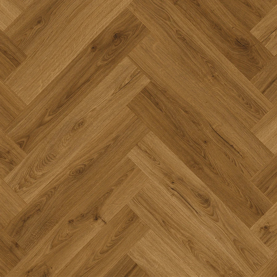 Quick-Step Ciro Herringbone Hybrid Flooring 6mm Botanic Caramel Oak Swatch