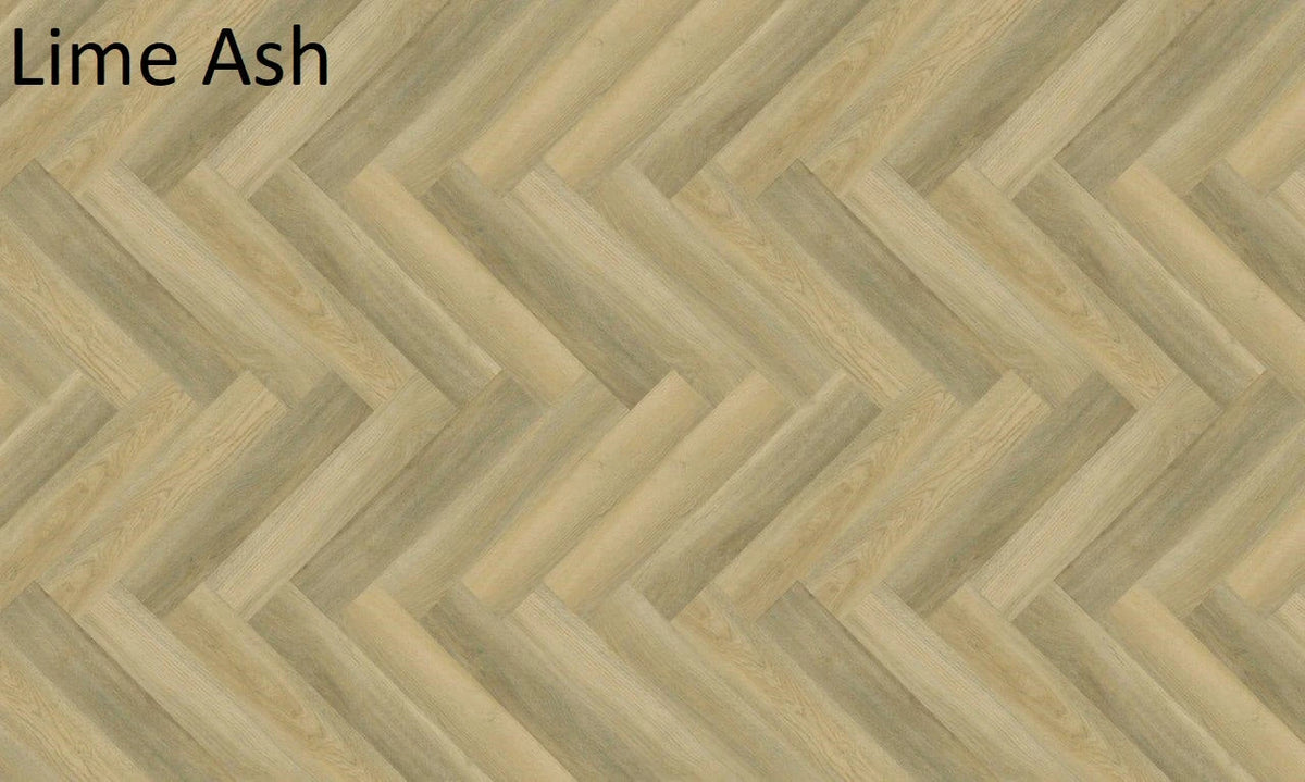 Riverhill Elegant Herringbone Hybrid Flooring 9.5mm Lime Ash Swatch