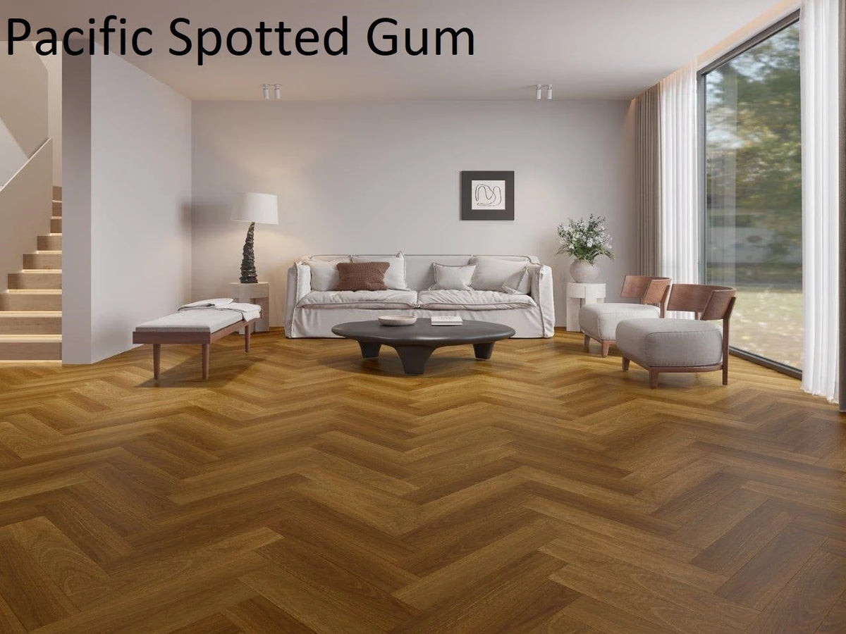 Riverhill Elegant Herringbone Hybrid Flooring 9.5mm Pacific Spotted Gum Setting