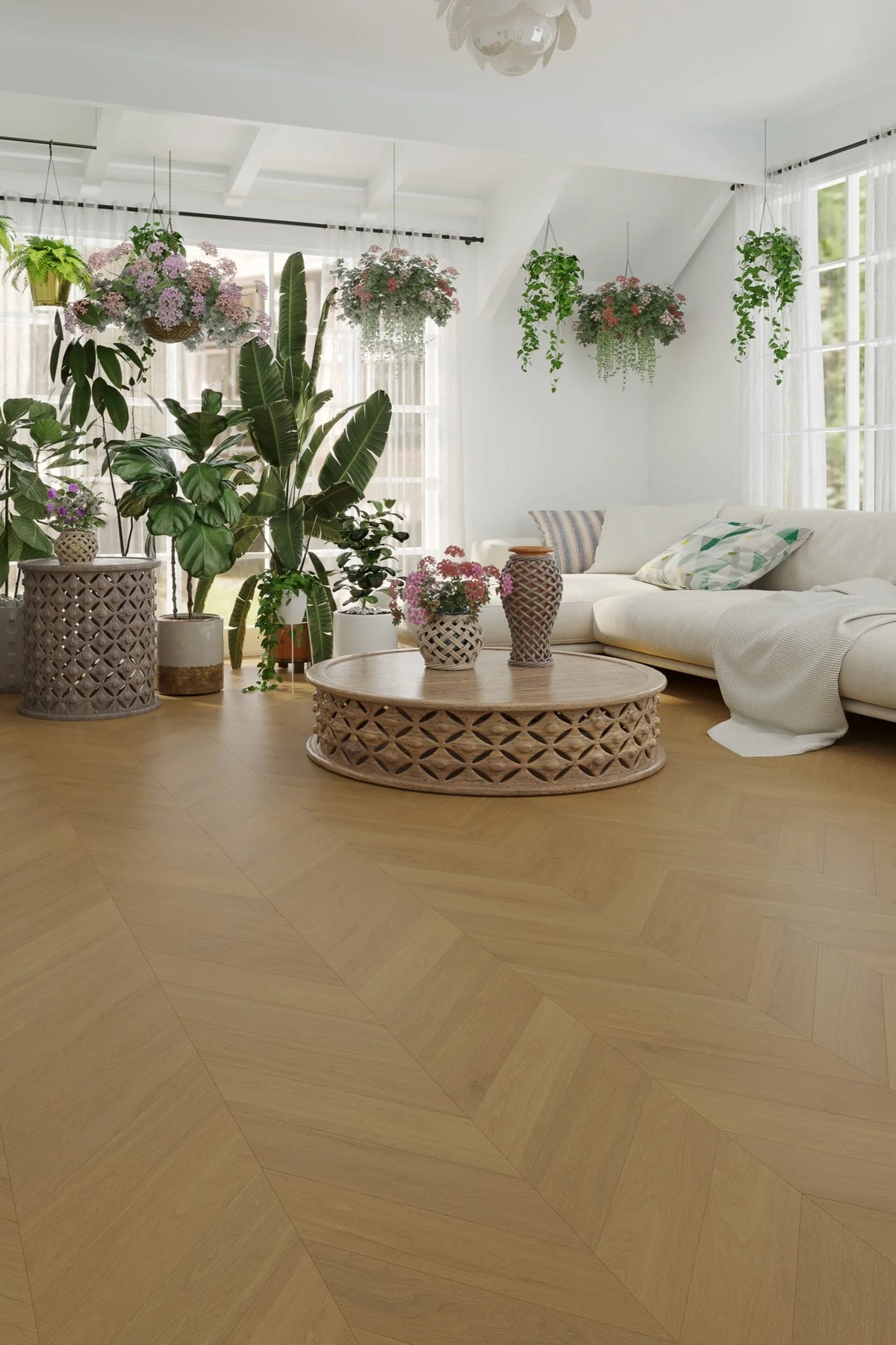 Riverhill iDesign European Oak Chevron Engineered Timber Flooring 15/3mm Light Malt Setting