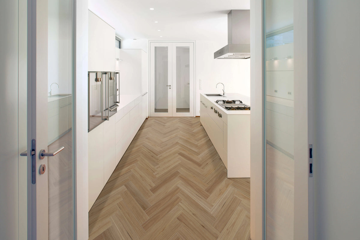 Topdeck Belle Vie Herringbone Hybrid Flooring 7mm Blackbutt Setting