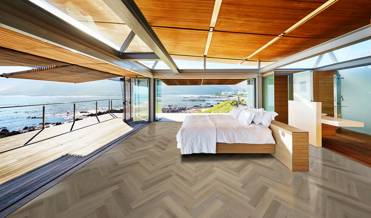 Topdeck Belle Vie Herringbone Hybrid Flooring 7mm Lake View Oak Setting