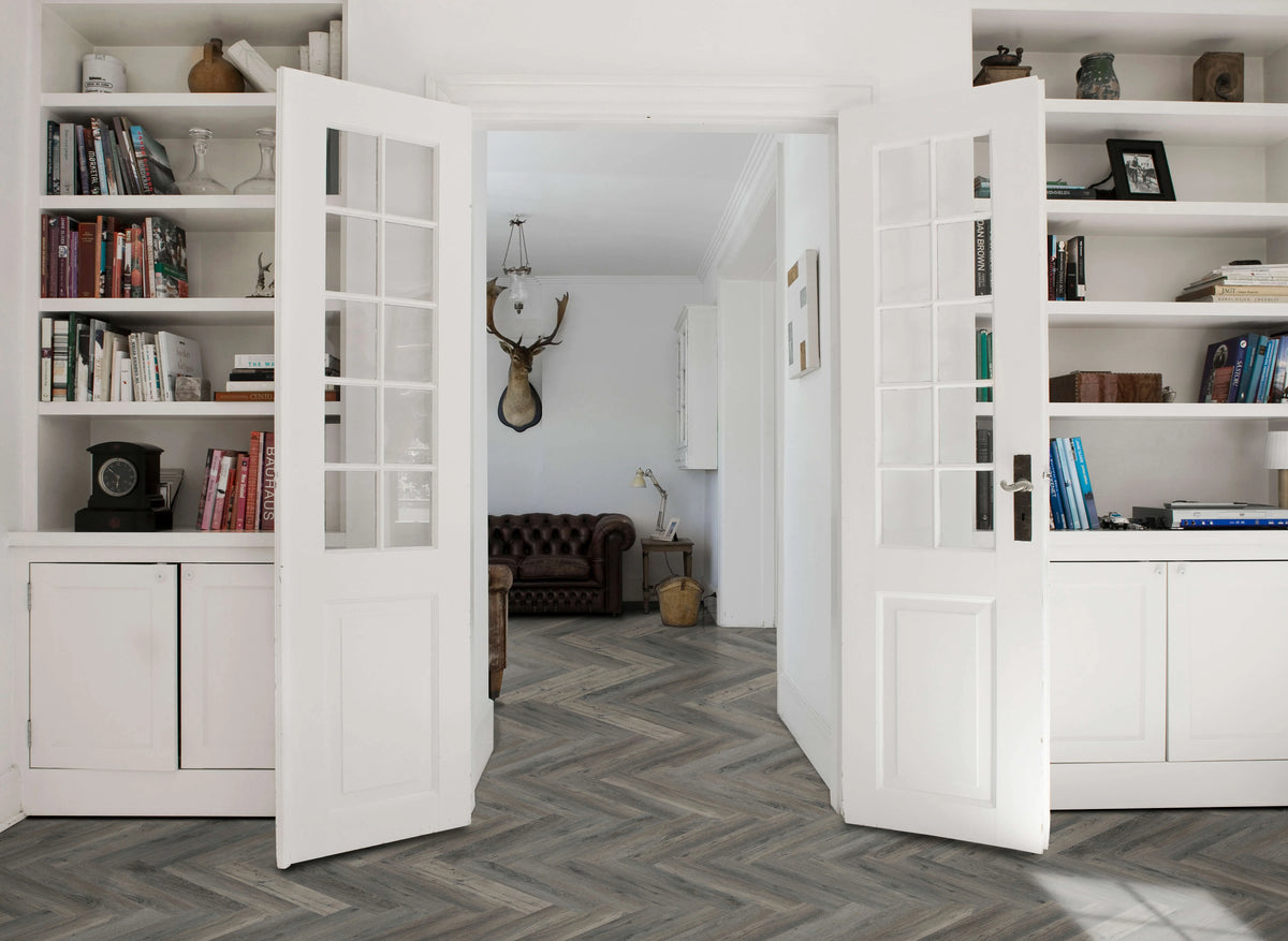 Topdeck Belle Vie Herringbone Hybrid Flooring 7mm Weathered Grey Oak Setting