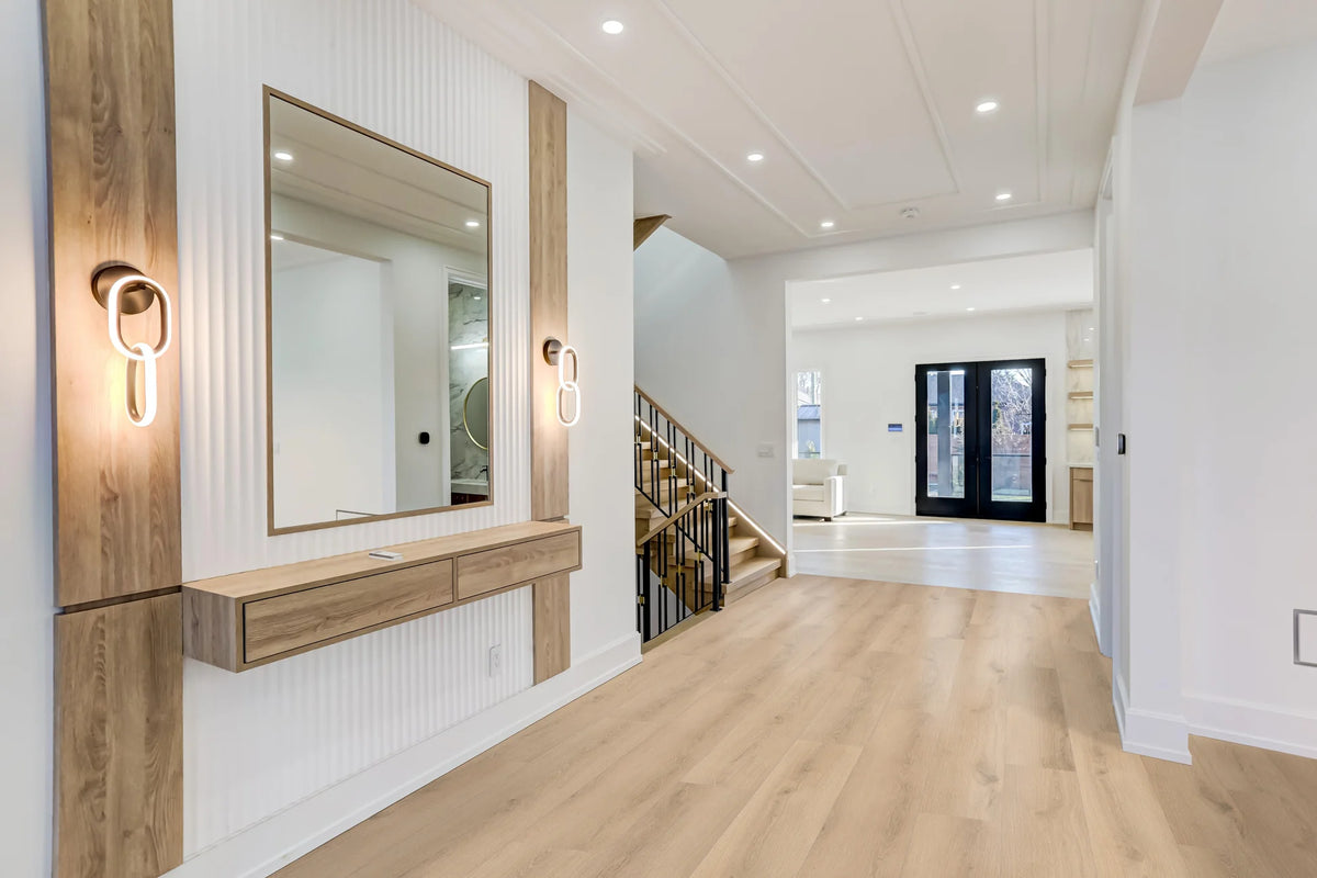 Topdeck Pantora Amor AC5 Laminate Flooring 12mm Ivory Sand Oak Setting